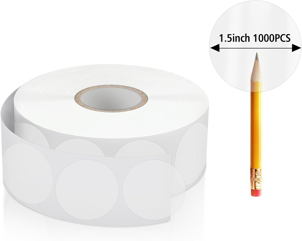 1000-Pack Clear Circle Seal Stickers，1.5-Inch Self-Adhesive Wafer Dots Label for