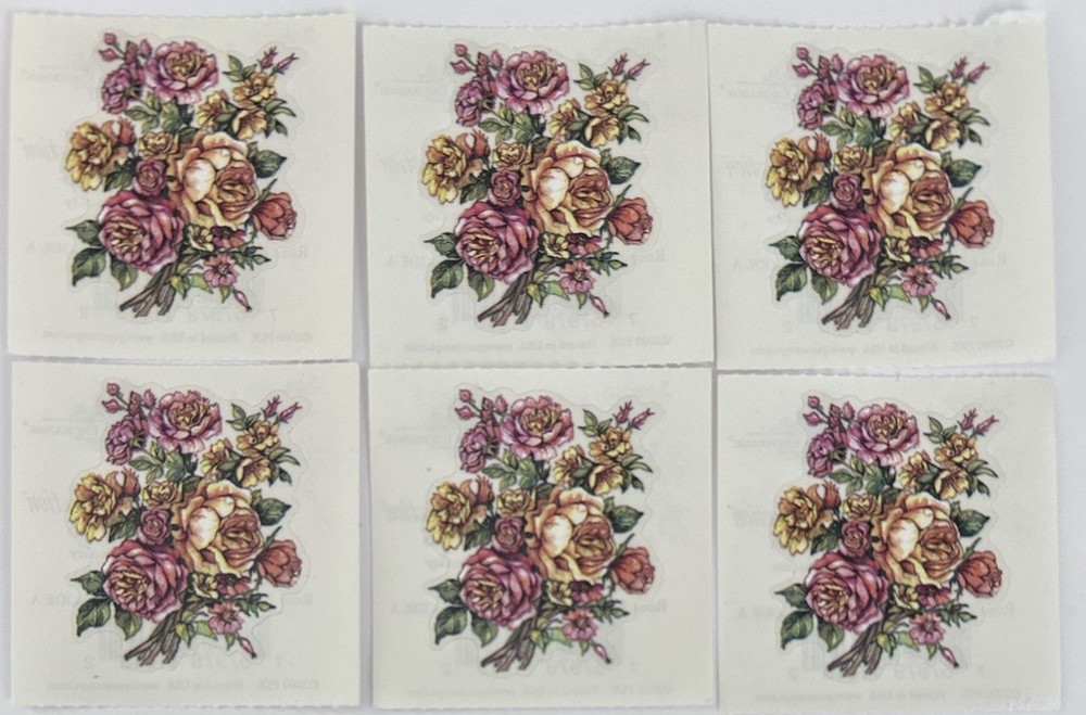 Vintage PSX Designs Stickers (6 – 2″ x 2″ Stickers) Rose Bouquet NEW