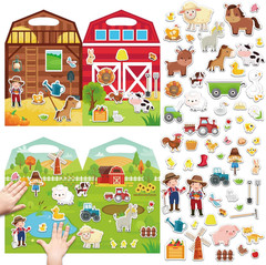 3D Farm Animals Puffy Sticker Book for Kids Window Thick Gel Clings Decals Stick