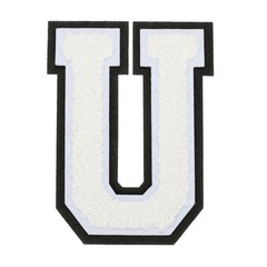 4″ Chenille Letter Patches,White Chenille Initial A-Z Patches (Letter U)