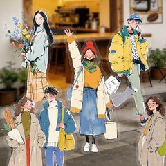 20Pcs Korean Girls Boys PET Stickers Journal Card Planner Scrapbooking Collage