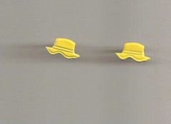 YELLOW FLOPPY HAT SCRAPBOOKING DECORATIVE BRADS EYELET OUTLET 8 PCS