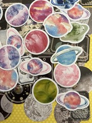 HUGE Lot of 90 Planets Stars Constellation Stickers Scrapbook Collage Paper