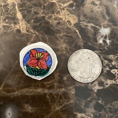 Gordy International Glitter Puffy Sticker Flower Red Gold