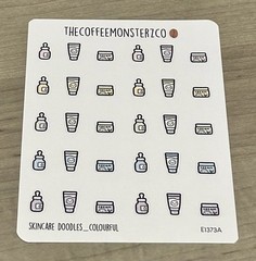 NEW TheCoffeeMonsterzCo Skincare Doodles Colourful Sticker Sheet TCMC Stickers