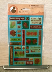 Set of 4 Vintage Thanksgiving Themed Stickers Stickety-Doo-Da Peanuts Gibson
