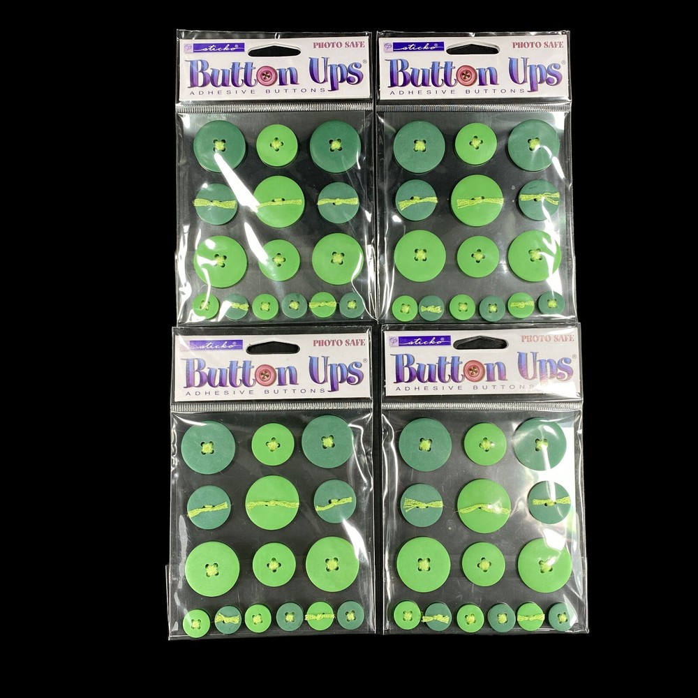 4 pks Sticko Button Photo Safe Adhesive GREEN Buttons Scrapbook Stickers