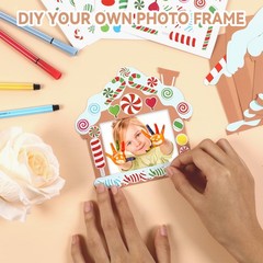 Qyeahkj 36 Packs Christmas Picture Frame Craft Kits for Kids, DIY Christmas C…