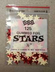 3 Packs Vintage Red Star Foil Gummed Stickers (1/2″, 125 per pack, 375 total)new