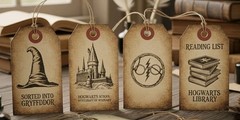 Set Of 8 Harry Potter Vintage Style Tags Junk Journal Scrapbook