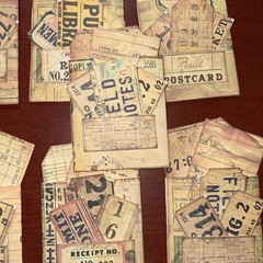 One Hand made junk journal vintage library ￼ pocket with tags ￼￼￼