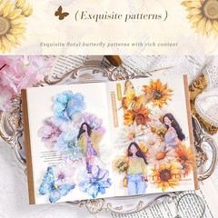 60 Pieces Glitter Shiny Flower Stickers for Journaling, Waterproof Decorative…