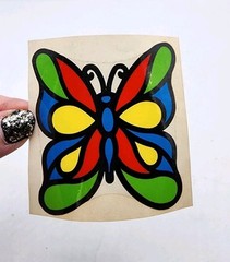 Vintage Colorful Groovy Butterfly Sticker Hippie 2 3/4 Inches New Collection