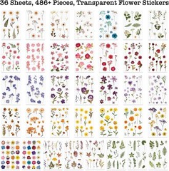 Knaid 486Pcs Pressed Flower Stickers for Journaling Scrapbook Resin Art