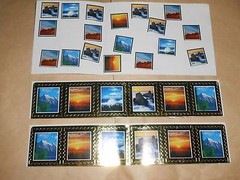 30 Gold Foil Stickers Desert Mountains Sunrise Waves Sea/Ocean Cliff/Rocks