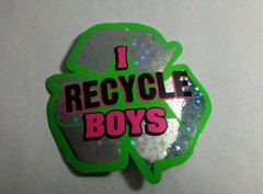 I RECYCLE BOYS GREEN SILVER PINK BLACK METALLIC STICKER