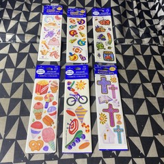 Hallmark Stickers Lot 6 Packs : Crosses Church Dove Bible Easter Football Frog