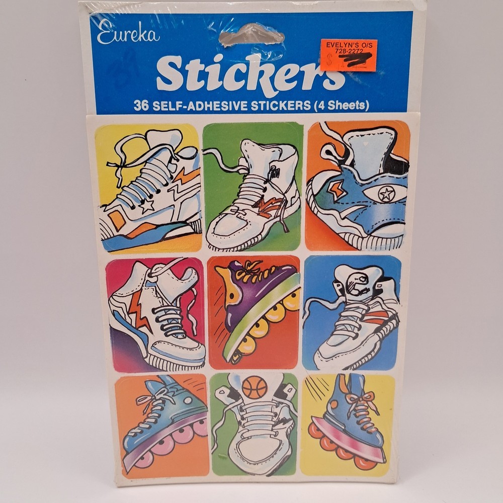 VTG Vintage Eureka Paper Magic Group 36 Stickers Pack Sneakers Rollerblades