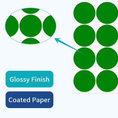 2 Inch Green Stickers Large Colored Dot Stickers Big Removable Waterproof round