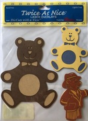 TEDDY BEARS Laser Overlay Die-Cuts(3pc)DCWV•Stuffed Animal•Child’s Toy•Browns•