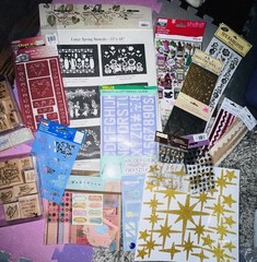 Craft Lot. Scrapbk New Stencils Stickers Stamps. Colorful Paper Sheets/square.