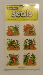 VTG DENNISON STICKERS MUSHROOMS TURTLE FROG ~RARE~ 80’s SEALS DIFFERENT DESIGNS