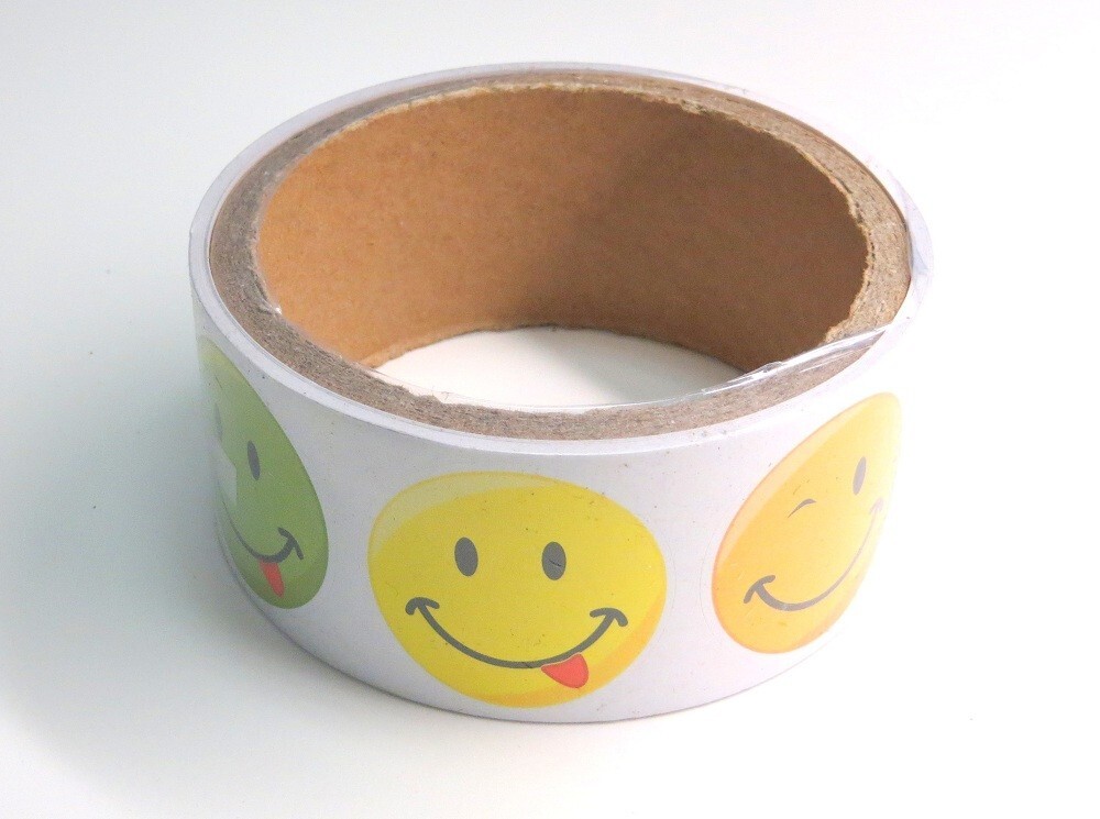 Funky Smile Face Sticker Roll (100 Stickers)