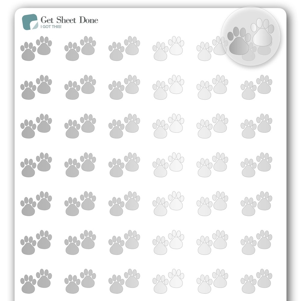 Paw Pet Planner Stickers / 54 Gold Foil (1/2”) / Dog Cat Care Medication Gr…