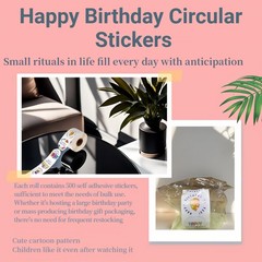 500pcs Happy Birthday Stickers, 1.5 Inch Round Waterproof Labels