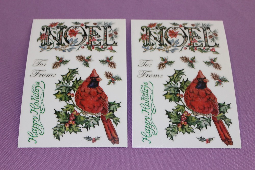 PSX Lot of 2 Sheets of Vintage RARE Cardinal Bird Noel Christmas Stickers!