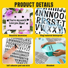 15 Sheet Small Letter Stickers – 1/2 Inch Art Black Vinyl Self Adhesive Alphabet