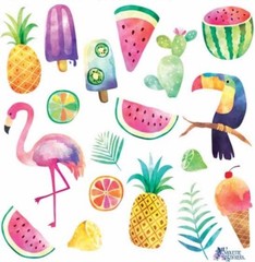 Violette Stickers Tropical Fruit Fun Crafts Planner Supply Scrapbook Flamingo