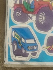 Vintage 80s Fun Foil Shinies Stickers Hallmark Race Cars Monster Truck Jeep