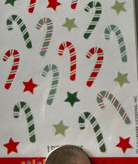 RED/GREEN CANDY CANES Stickeroni Stickers(40pc)Hallmark•Christmas •Stars•Holiday