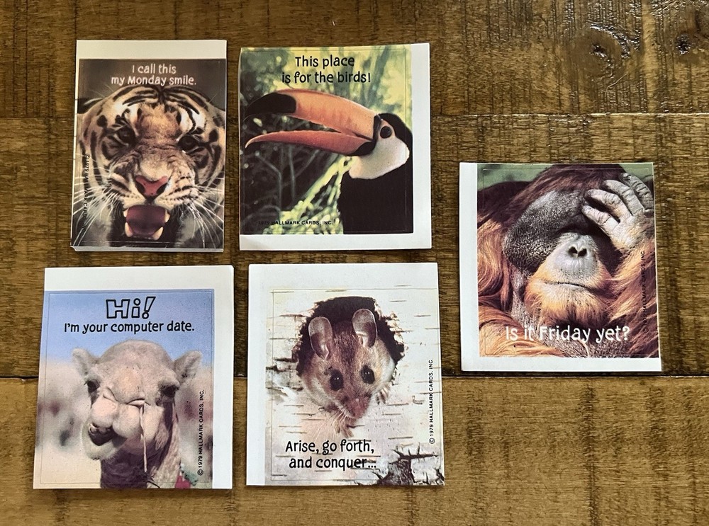 Vintage 1979 Hallmark Cards Humorous Animal Stickers Sayings Collectible