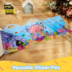 Mermaid Dress-Up Reusable Sticker Book for Toddlers, 3D Sticker Book for Kids 3