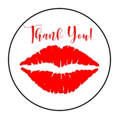30 kissing lips thank you Envelope Seals Labels Stickers 1.5″ Round red lips