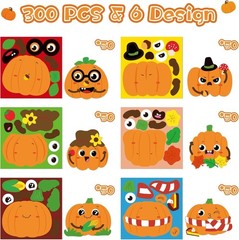 Halloween Pumpkin Stickers Roll 300 Waterproof Vinyl Stickers for Scrapbooking