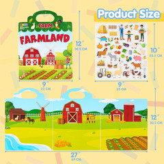 Farm Animals Reusable Sticker Book for Toddlers, 3D Sticker Book for Kids 3 4 5,