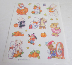 VINTAGE 90’s Hallmark Halloween Bears Ghosts Pumpkins Stickers (1 SHEET)