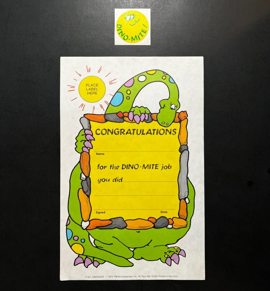 TREND Award Certificate CONGRATULATIONS (1979 T-521) with ORANGE sticker