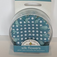 Lot Fabric Silk Flowers Black Teal Lilac Polka Dot & Buttons Pack Crafting NEW