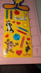 Vintage Looney Tunes Stickers Tweety Bird Bugs Sylvester Daffy Taz School Sheet
