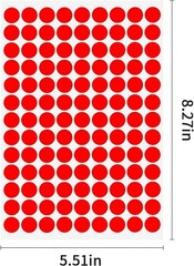 1980 PCS Small Dot Stickers, 1/2″ Circle Round Colored Stickers, Removable Red