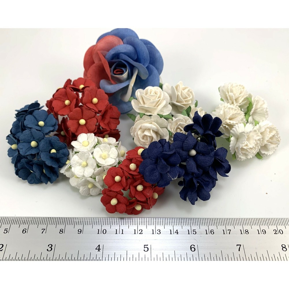 56 pcs MIXED Sampler KITS Paper Flower Wedding Scrapbook (TH-Patriots-56/2)