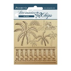 Stamperia DECORATIVE CHIPS – ACCENTS 5.5″ x 5.5″ – BLUE DREAM – PALMS, Balcony