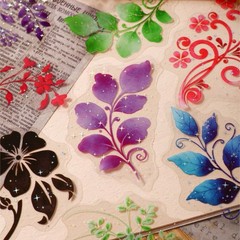 20Pcs Flourish Leaves Silver Stamping Stickers Journal Album Decorative Sticker