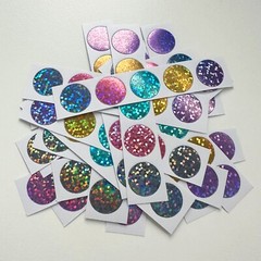 Hologram Glitter Sticker 5pc 15mm New From Japan w/ tracking