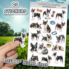 Boston Terrier Dog Stickers for Journals, Scrapbooks, Planners, Glossy, Matte
