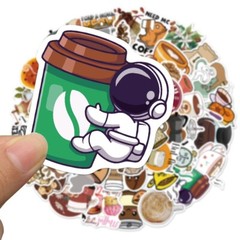 50pcs Coffee Stickers,Waterproof No Residue, 168